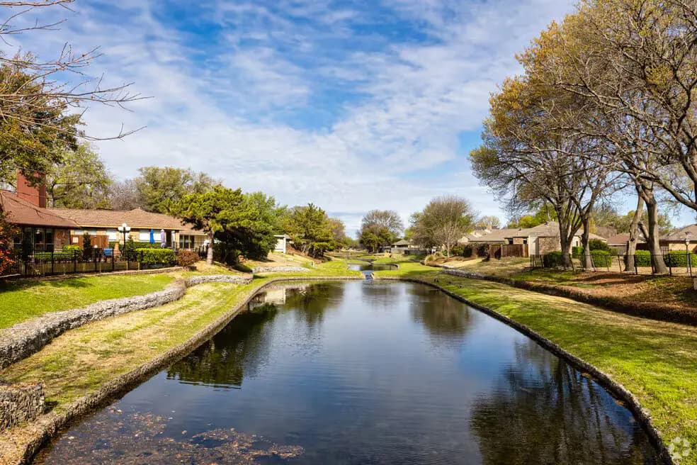 Creek running through the River Bend neighborhood in Plano, Texas