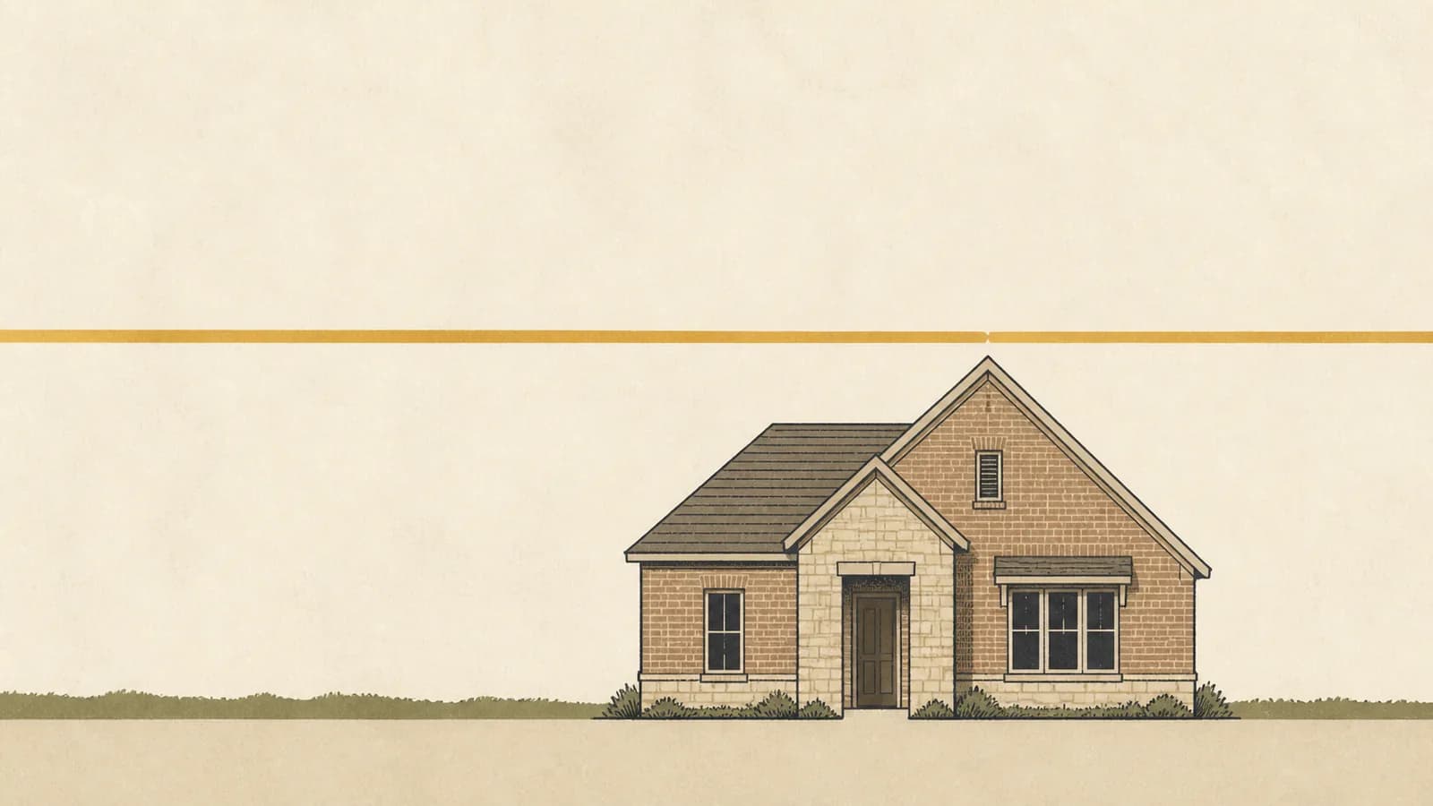 Illustration of a horizontal ceiling rule with a house standing just beneath it.