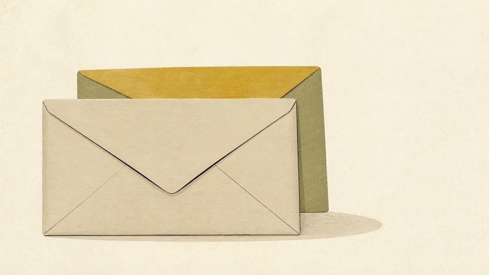 Illustration of a sealed envelope with a second identical envelope offset just behind it.