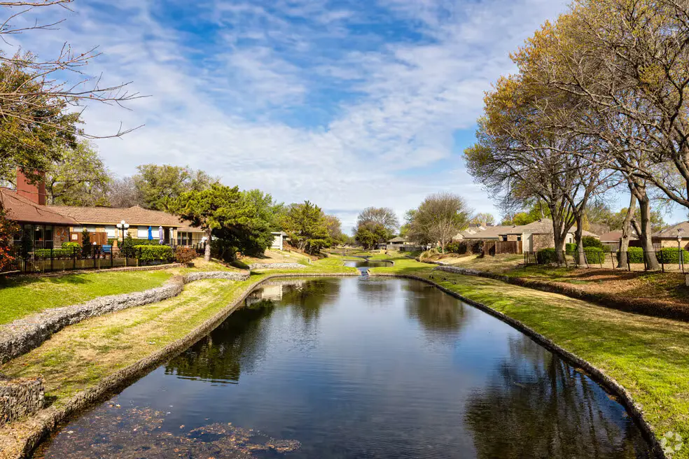 Creek running through the River Bend neighborhood in Plano, Texas